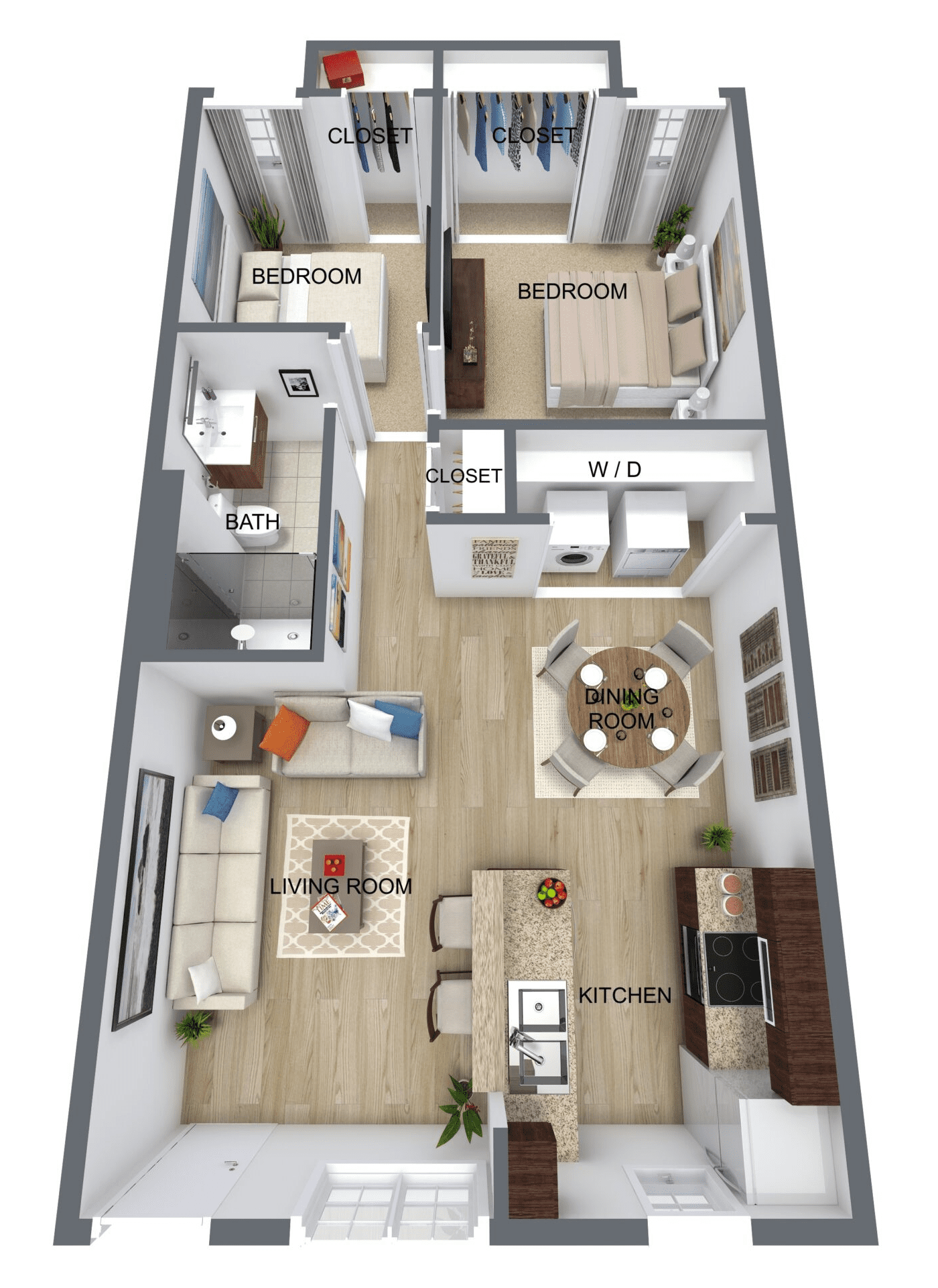 2 Bed, 1 Bath Apartment - 771 sq. ft 2 Bed, 1 Bath Apartment